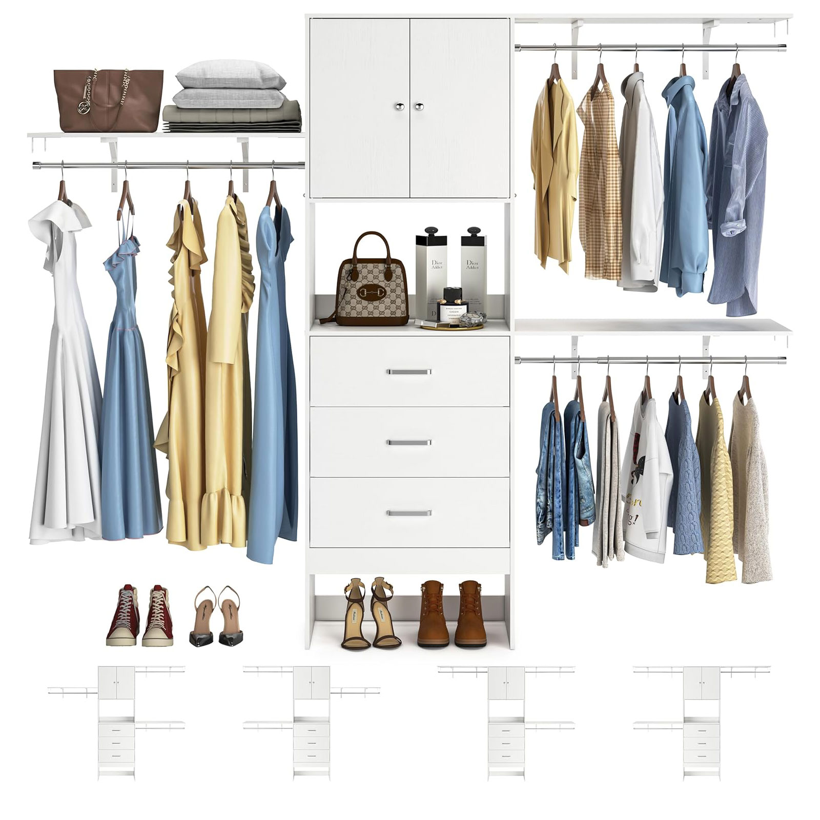Heavy Equipment Bulldozer - White 96 Inches Closet System with