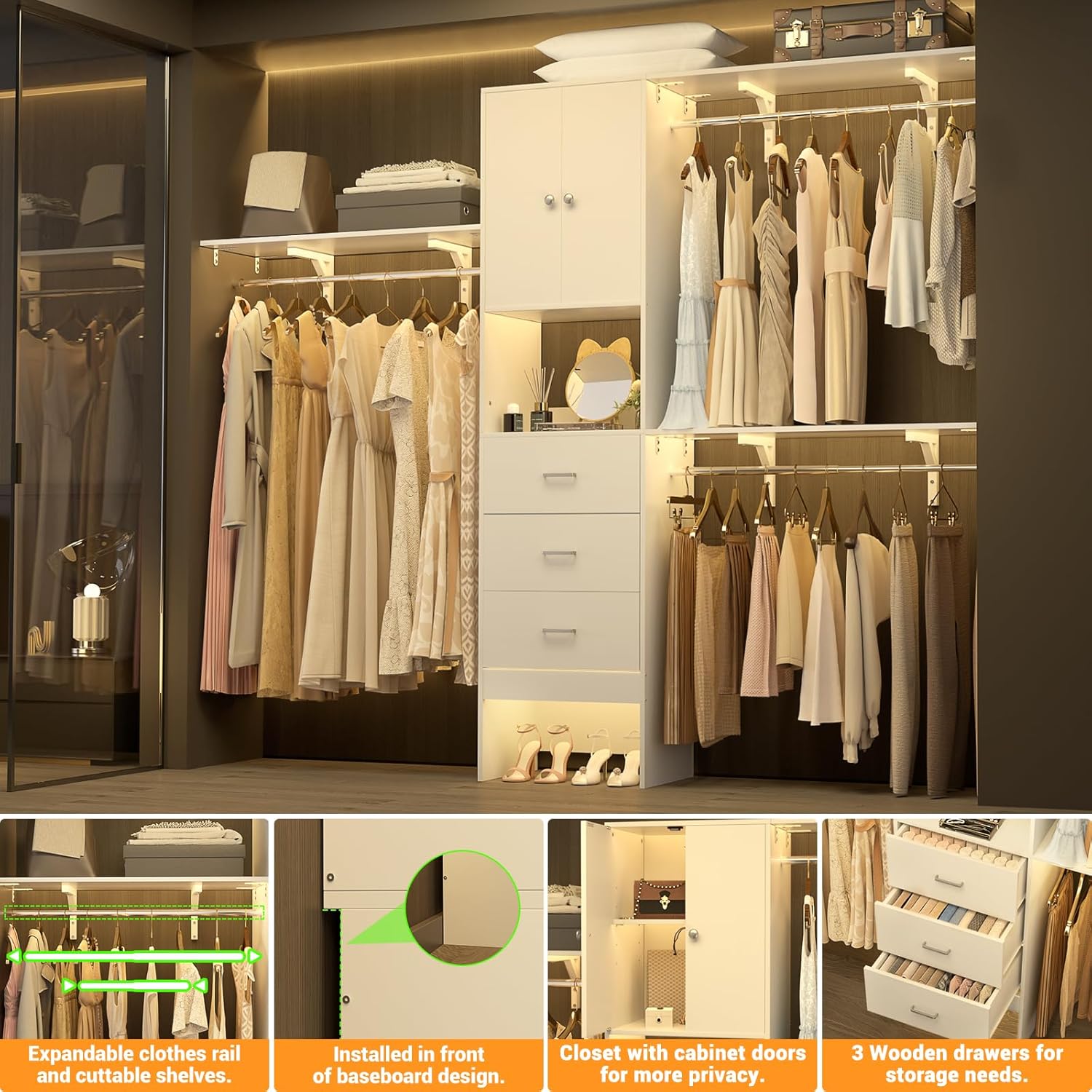 White 96 Inches Closet System  - огляд і ціна Heavy Equipment Bulldozer